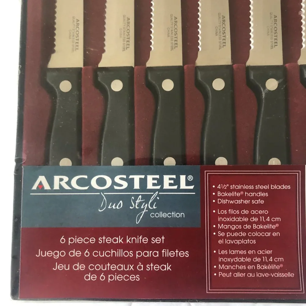 ARCOSTEEL 6 Piece VTG Stainless steel steak knife set 4.5